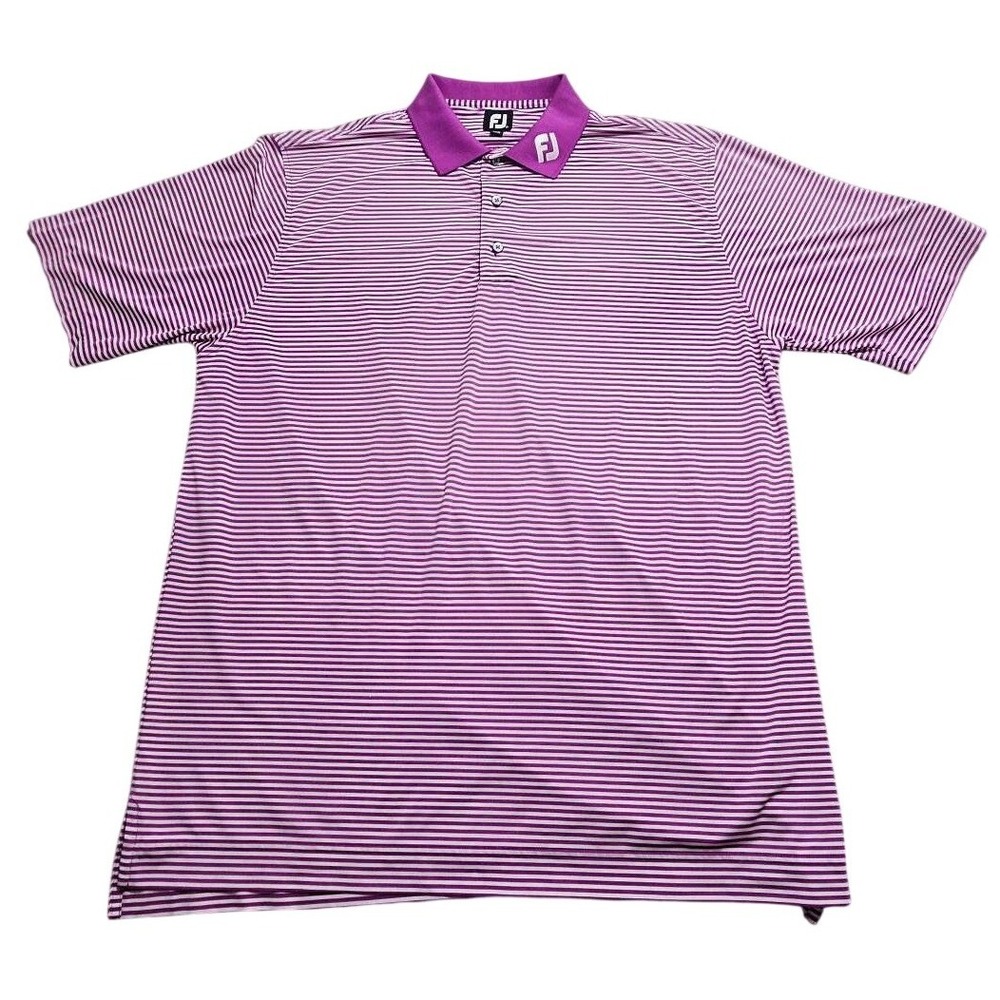 FootJoy Mens XL Purple Striped Golf Polo‎ Burl Oaks Golf Club Performance Shirt